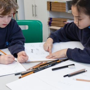 students sketching
