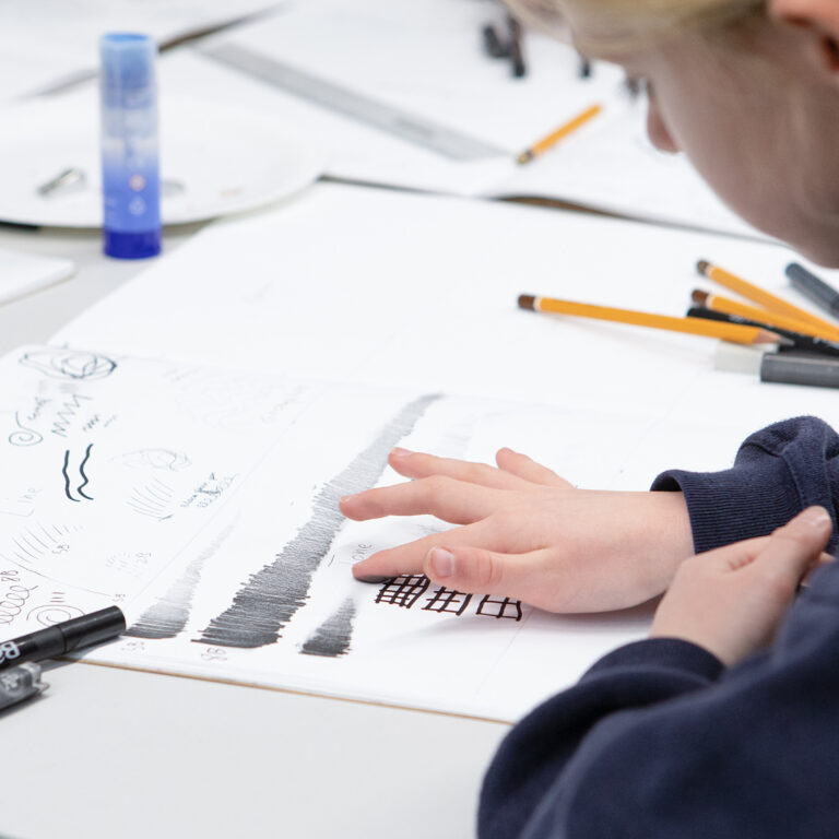 students sketching